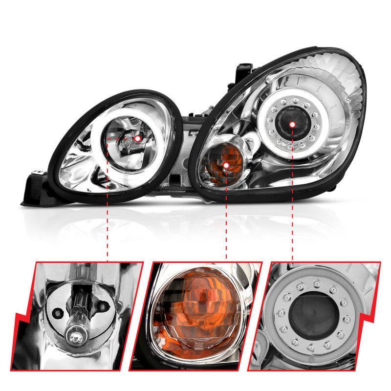 ANZO 1998-2005 Lexus Gs300 Projector Headlights w/ Halo Chrome ANZO Headlights AXOPROS