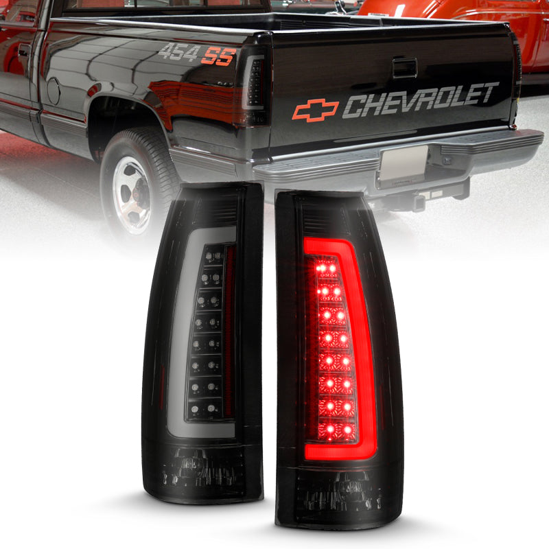 ANZO 1999-2000 Cadillac Escalade LED Taillights Black Housing Smoke Lens Pair ANZO Tail Lights AXOPROS