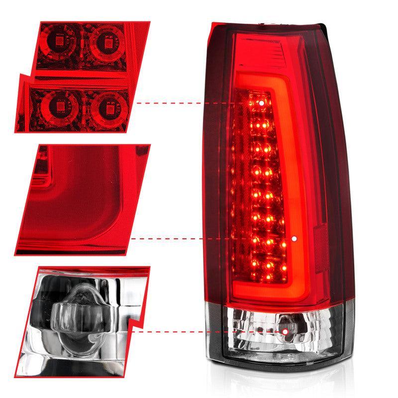 ANZO 1999-2000 Cadillac Escalade LED Taillights Chrome Housing Red/Clear Lens Pair ANZO Tail Lights  AXOPROS