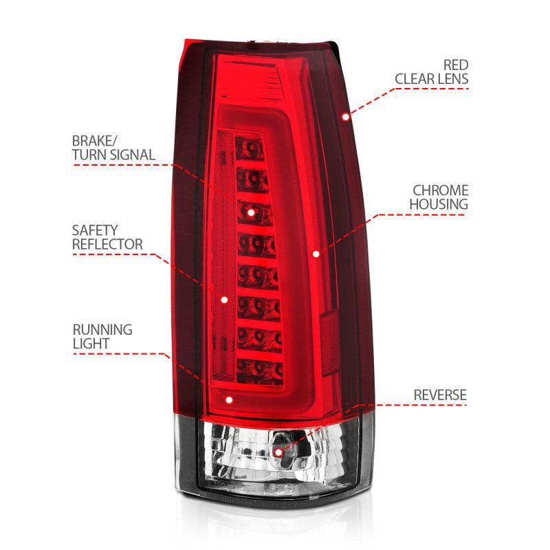 ANZO 1999-2000 Cadillac Escalade LED Taillights Chrome Housing Red/Clear Lens Pair ANZO Tail Lights  AXOPROS
