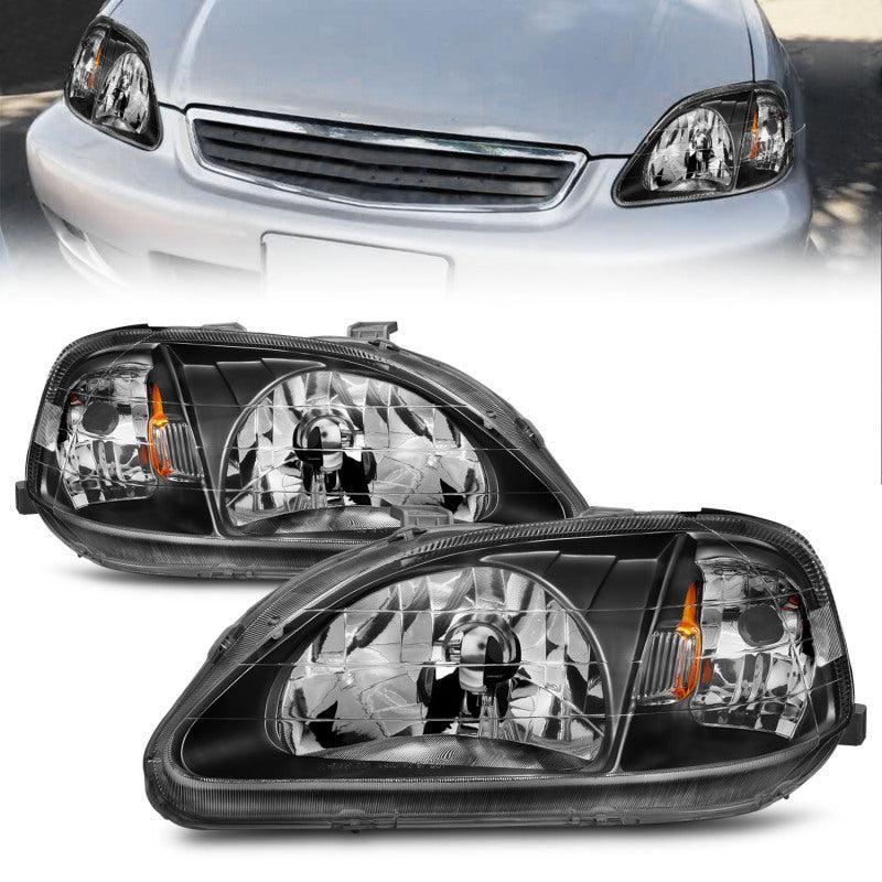 ANZO 1999-2000 Honda Civic Crystal Headlights Black ANZO Headlights AXOPROS