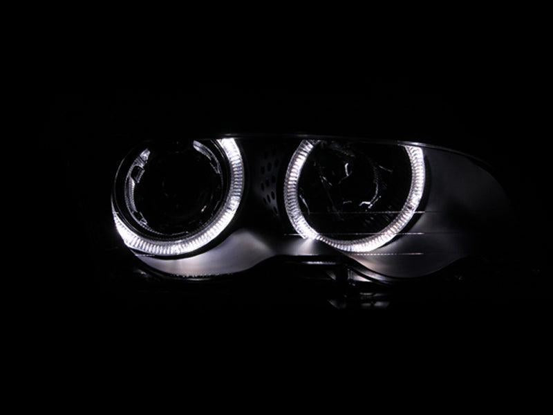 ANZO 1999-2001 BMW 3 Series E46 Projector Headlights w/ Halo Black ANZO Headlights AXOPROS