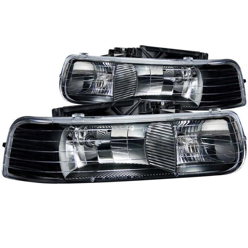 ANZO 1999-2002 Chevrolet Silverado 1500 Crystal Headlights Black ANZO Headlights AXOPROS