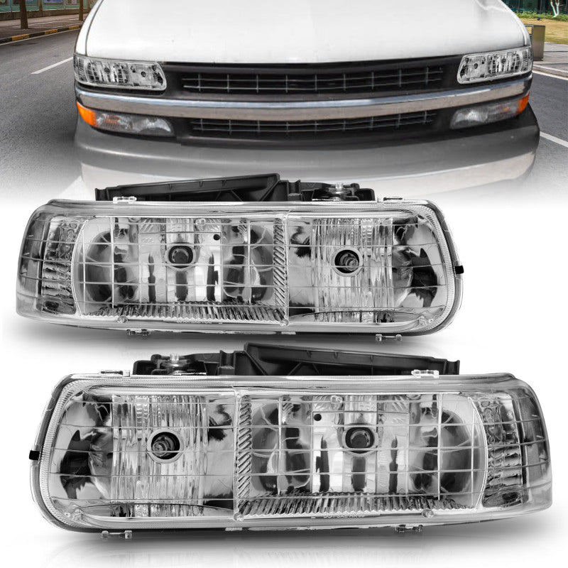 ANZO 1999-2002 Chevrolet Silverado 1500 Crystal Headlights Chrome ANZO Headlights AXOPROS