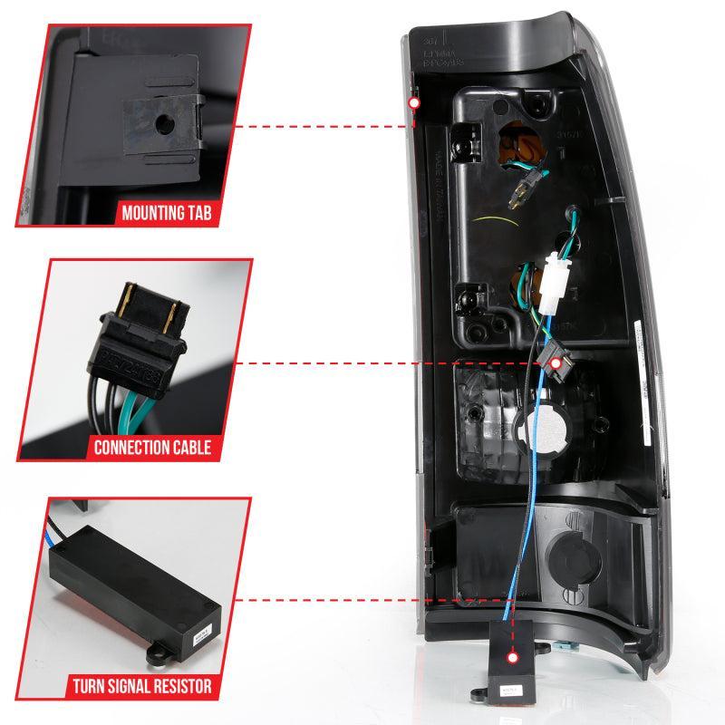 ANZO 1999-2002 Chevy Silverado 1500 LED Taillights Plank Style Black w/Clear Lens ANZO Tail Lights  AXOPROS