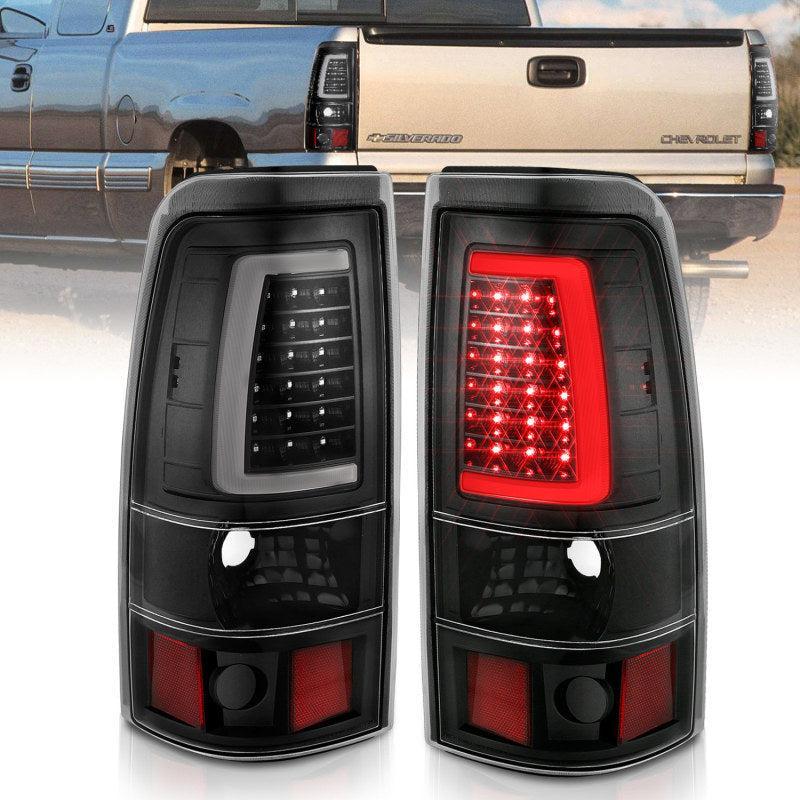 ANZO 1999-2002 Chevy Silverado 1500 LED Taillights Plank Style Black w/Clear Lens ANZO Tail Lights  AXOPROS