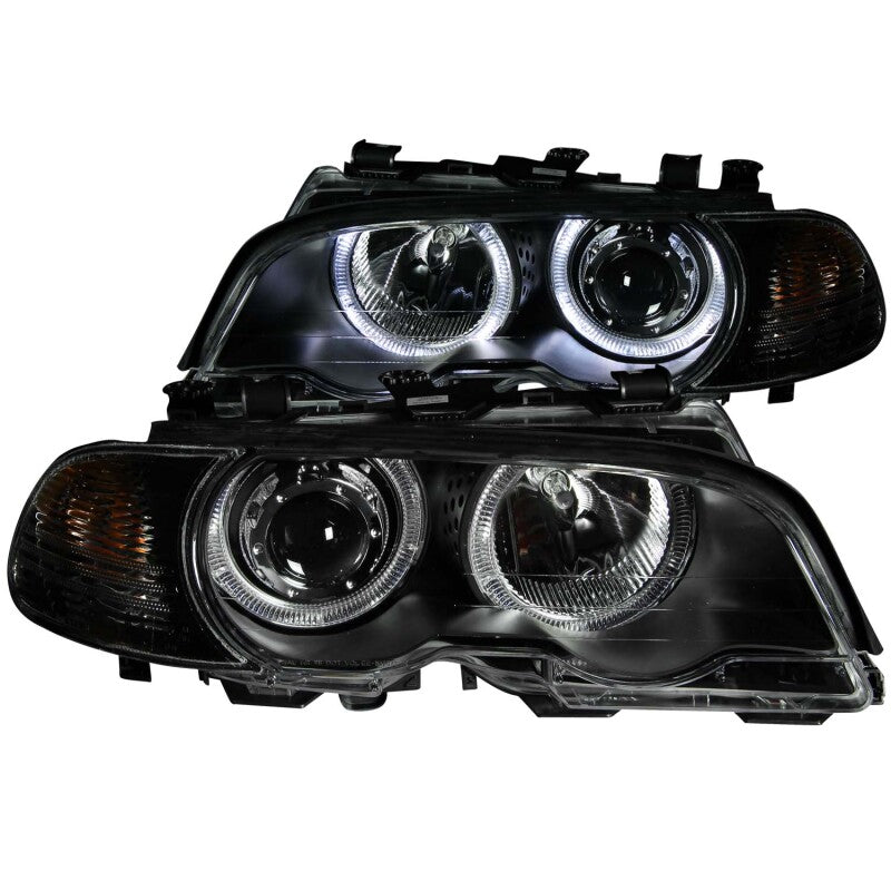 ANZO 2000-2003 BMW 3 Series E46 Projector Headlights w/ Halo Black ANZO Headlights AXOPROS