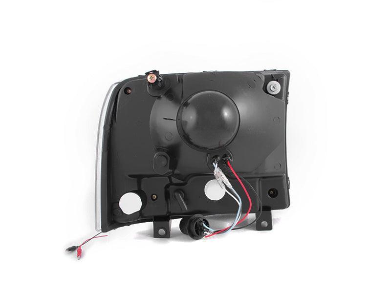 ANZO 2000-2004 Ford Excursion Crystal Headlights Black w/ LED 1pc ANZO Headlights AXOPROS