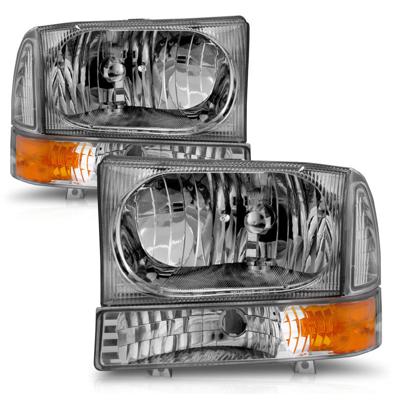 ANZO 2000-2004 Ford Excursion Crystal Headlights Chrome w/ Corner Lights 2pc ANZO Headlights AXOPROS