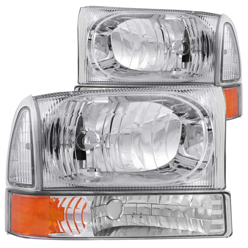 ANZO 2000-2004 Ford Excursion Crystal Headlights Chrome w/ Corner Lights 2pc ANZO Headlights AXOPROS
