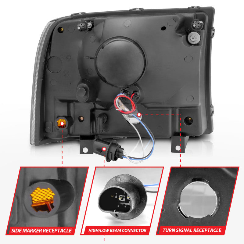 ANZO 2000-2004 Ford Excursion Crystal Headlights Chrome w/ LED 1pc ANZO Headlights AXOPROS