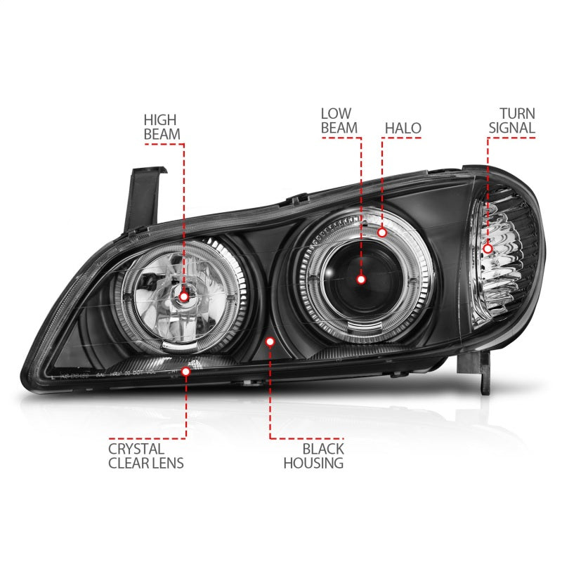 ANZO 2000-2004 Infiniti I30 Projector Headlights w/ Halo Black ANZO Headlights AXOPROS