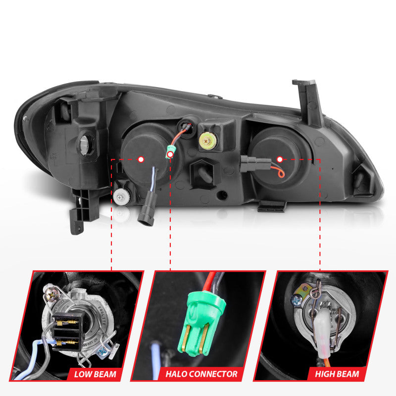 ANZO 2000-2004 Infiniti I30 Projector Headlights w/ Halo Black ANZO Headlights AXOPROS