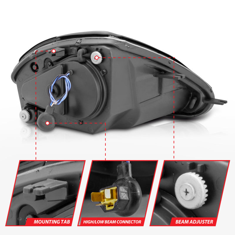 ANZO 2000-2005 Mitsubishi Eclipse Projector Headlights w/ Halo Black ANZO Headlights AXOPROS