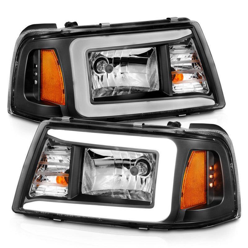 ANZO 2001-2011 Ford Ranger Crystal Headlights w/ Light Bar Black Housing ANZO Headlights AXOPROS