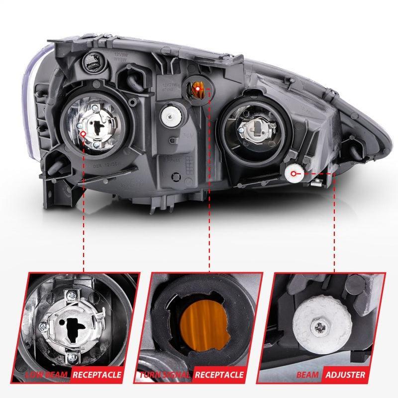 ANZO 2002-2004 Acura Rsx Crystal Headlights Black ANZO Headlights AXOPROS