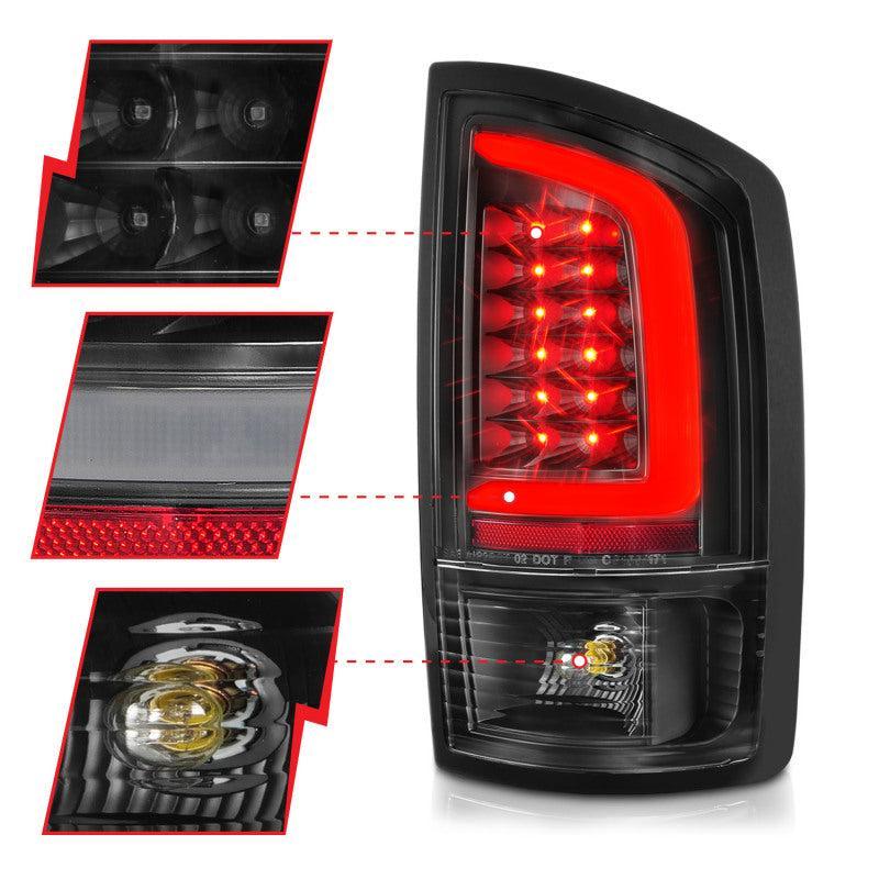 ANZO 2002-2006 Dodge  Ram 1500 LED Tail Lights w/ Light Bar Black Housing Clear Lens ANZO Tail Lights  AXOPROS