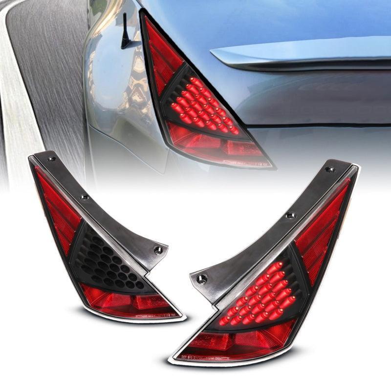 ANZO 2003-2005 Nissan 350Z LED Taillights Black ANZO Tail Lights AXOPROS