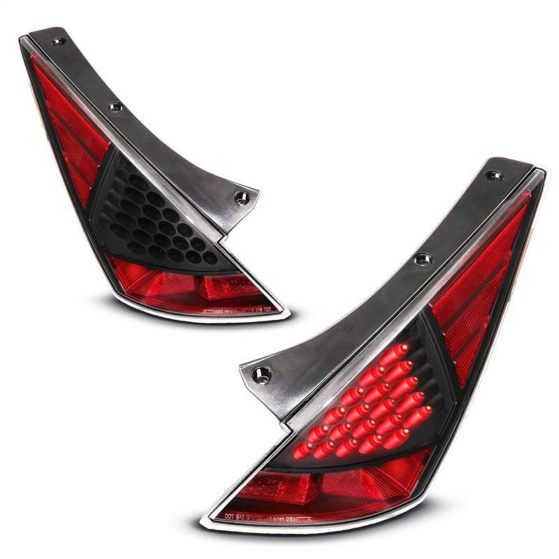 ANZO 2003-2005 Nissan 350Z LED Taillights Black ANZO Tail Lights AXOPROS