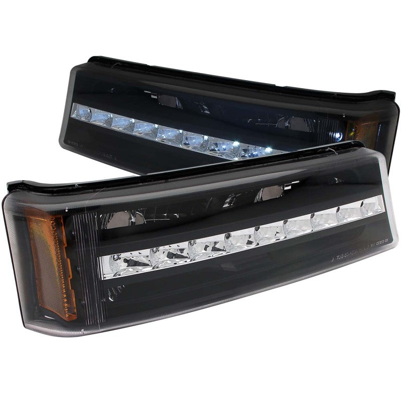 ANZO 2003-2006 Chevrolet Silverado 1500 LED Parking Lights Black w/ Amber Reflector ANZO Lights Corner AXOPROS
