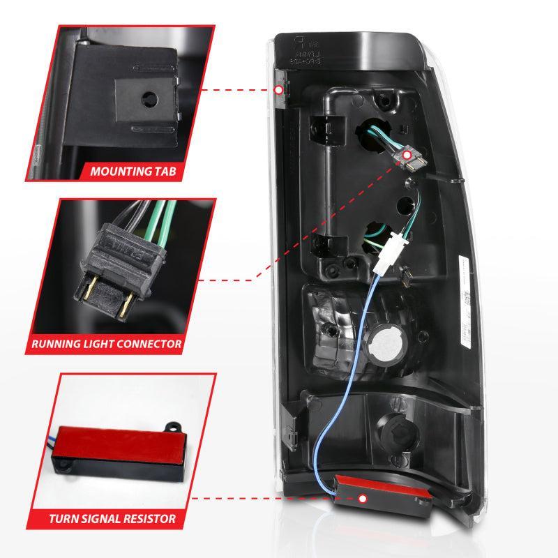 ANZO 2003-2006 Chevy Silverado 1500 LED Taillights Plank Style Black w/Clear Lens ANZO Tail Lights  AXOPROS