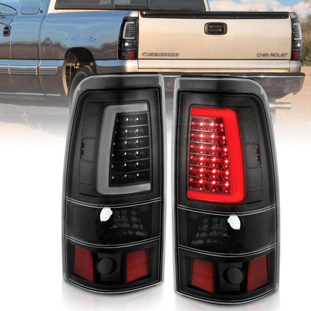 ANZO 2003-2006 Chevy Silverado 1500 LED Taillights Plank Style Black w/Clear Lens ANZO Tail Lights  AXOPROS