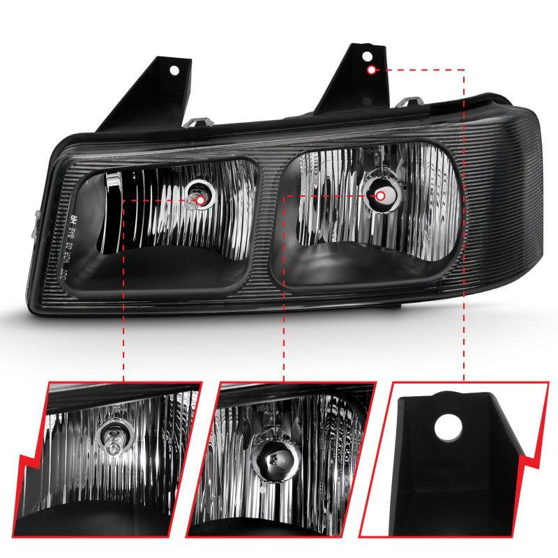ANZO 2003-2017 Chevy Express Crystal Headlight Black ANZO Headlights AXOPROS