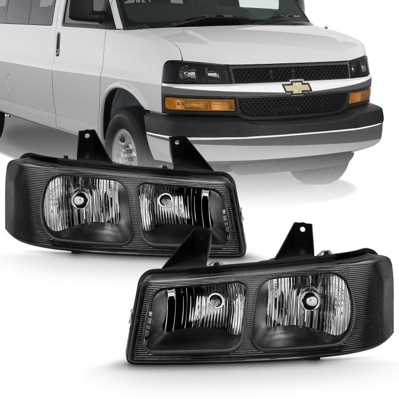 ANZO 2003-2017 Chevy Express Crystal Headlight Black ANZO Headlights AXOPROS