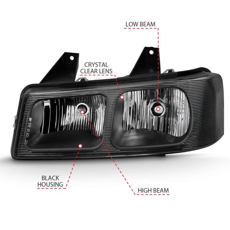ANZO 2003-2017 Chevy Express Crystal Headlight Black ANZO Headlights AXOPROS