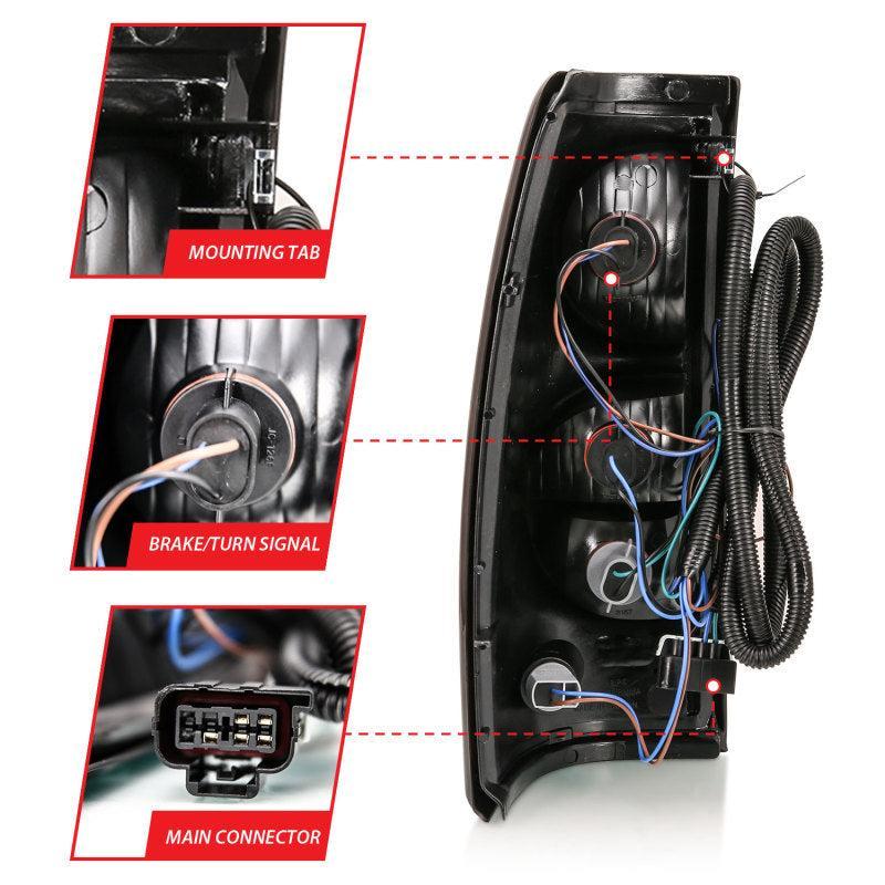 ANZO 2004-2007 Chevy Silverado Taillight Red/Clear Lens w/Black Trim (OE Replacement) ANZO Tail Lights  AXOPROS