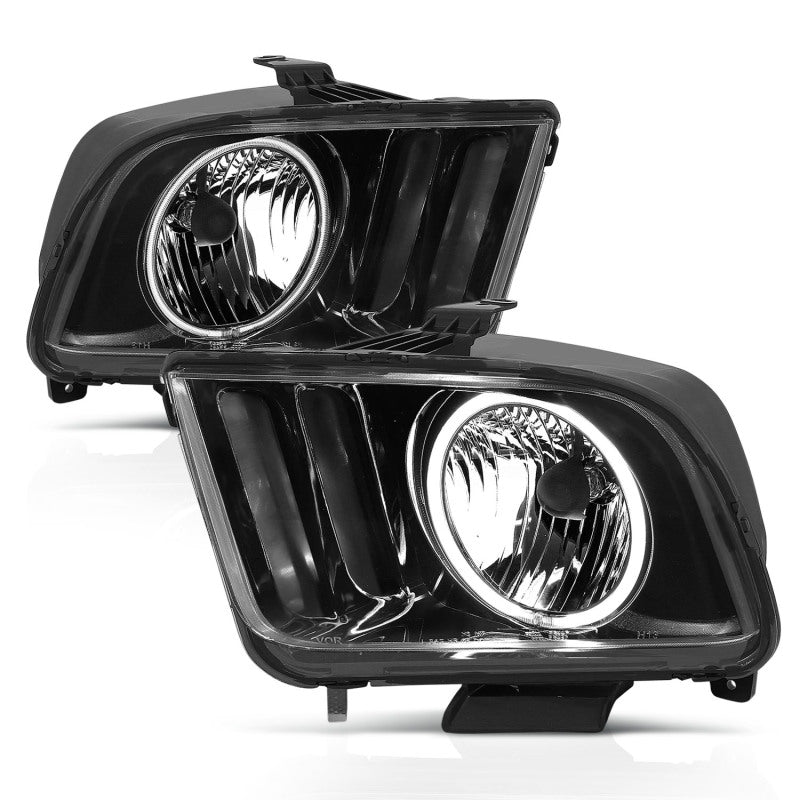 ANZO 2005-2009 Ford Mustang Crystal Headlights w/ Halo Black (CCFL) ANZO Headlights AXOPROS
