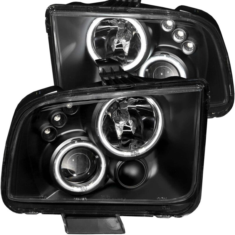 ANZO 2005-2009 Ford Mustang Projector Headlights w/ Halo Black ANZO Headlights AXOPROS