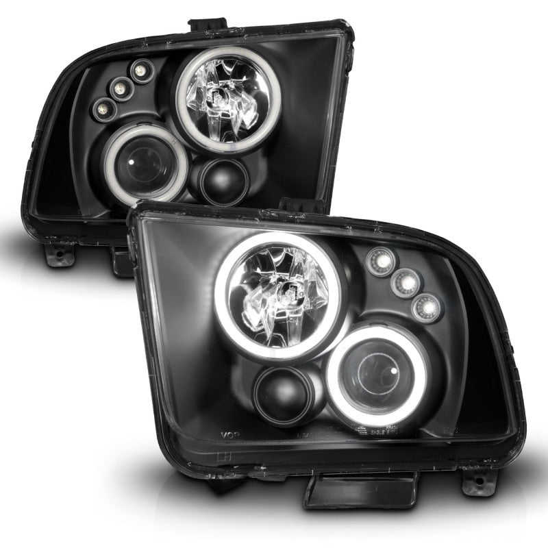 ANZO 2005-2009 Ford Mustang Projector Headlights w/ Halo Black ANZO Headlights AXOPROS