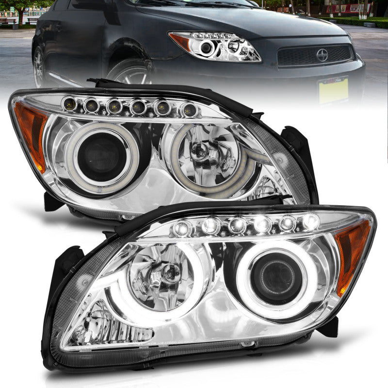 ANZO 2005-2010 Scion Tc Projector Headlights w/ Halo Chrome (CCFL) ANZO Headlights AXOPROS