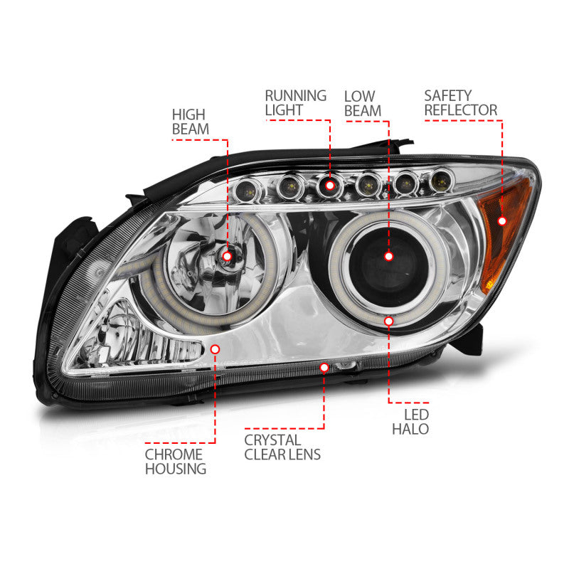 ANZO 2005-2010 Scion Tc Projector Headlights w/ Halo Chrome (CCFL) ANZO Headlights AXOPROS