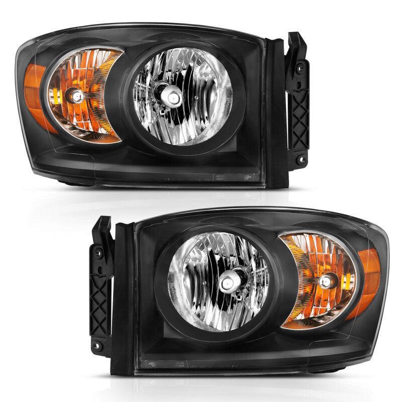 ANZO 2006-2009 Dodge Ram 1500 Crystal Headlight Black Amber ANZO Headlights AXOPROS