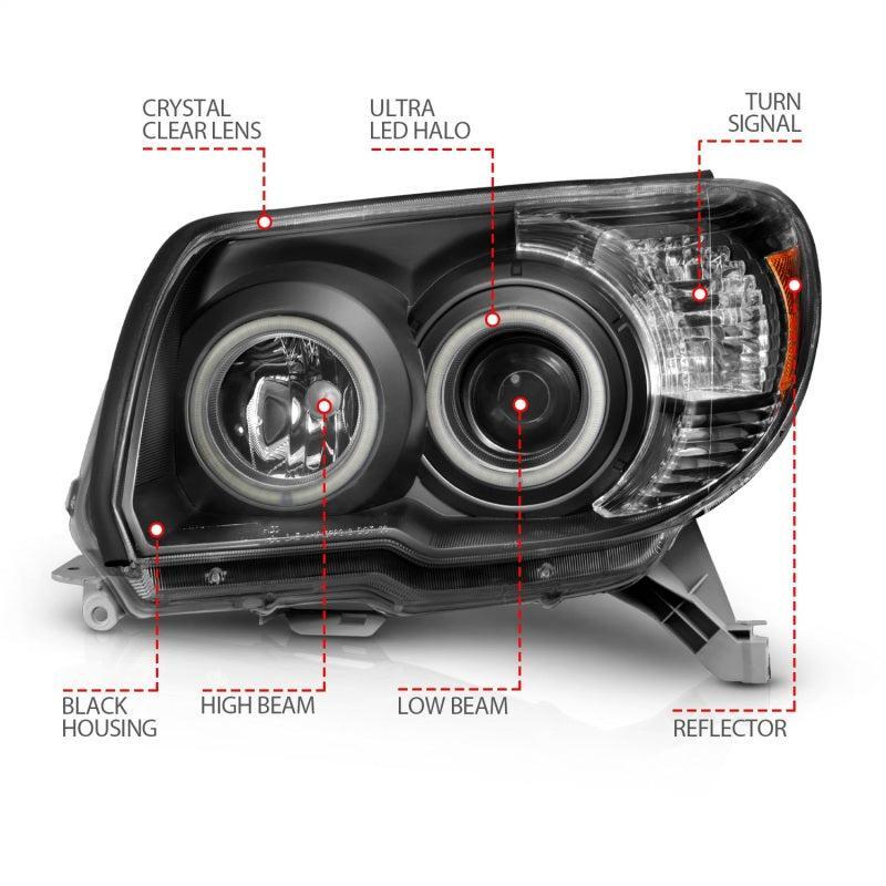 ANZO 2006-2009 Toyota 4Runner Projector Headlights w/ Halo Black ANZO Headlights AXOPROS