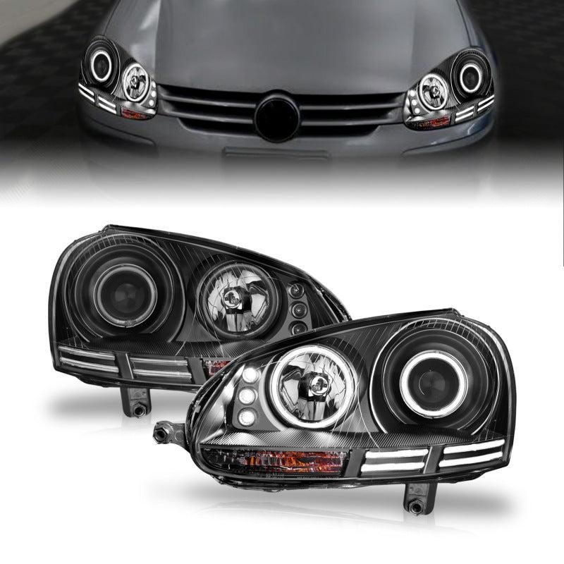 ANZO 2006-2009 Volkswagen Rabbit Projector Headlights w/ Halo Black (CCFL) ANZO Headlights AXOPROS