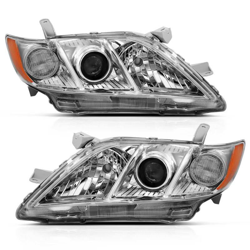 ANZO 2007-2009 Toyota Camry Projector Headlight Chrome Amber (OE Replacement) ANZO Headlights AXOPROS