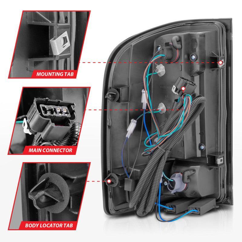 ANZO 2007-2013 Chevrolet Silverado1500/ 2500/ 3500 LED Tail Lights w/ Light Bar Black Housing Smoke ANZO Tail Lights  AXOPROS