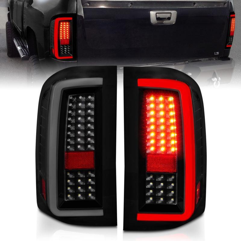 ANZO 2007-2013 Chevrolet Silverado1500/ 2500/ 3500 LED Tail Lights w/ Light Bar Black Housing Smoke ANZO Tail Lights  AXOPROS