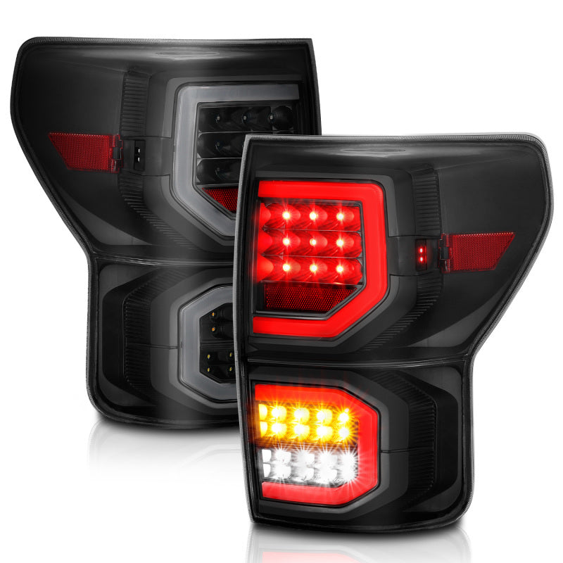 ANZO 2007-2013 Toyota Tundra LED Taillights Plank Style Black w/Smoke Lens ANZO Tail Lights  AXOPROS