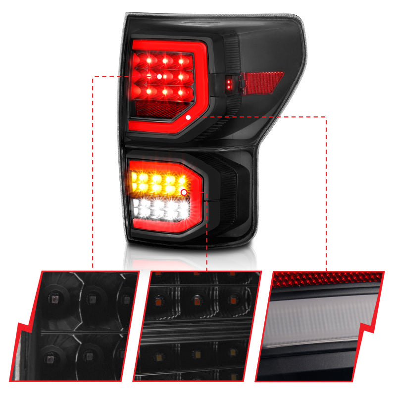 ANZO 2007-2013 Toyota Tundra LED Taillights Plank Style Black w/Smoke Lens ANZO Tail Lights  AXOPROS