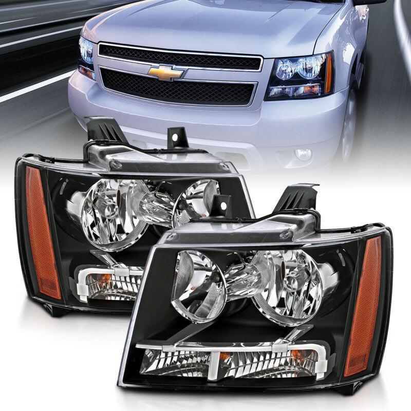 ANZO 2007-2014 Chevrolet Tahoe/Suburban Crystal Headlights Black ANZO Headlights AXOPROS