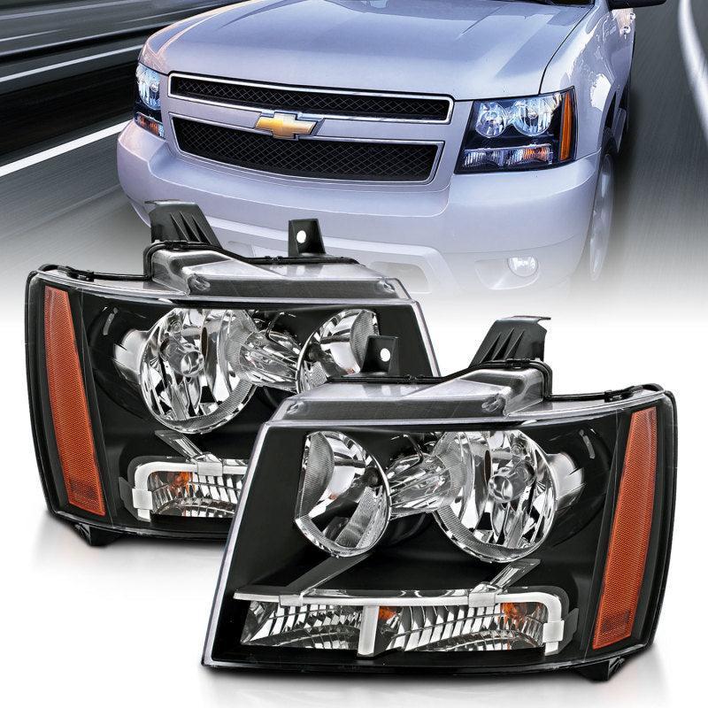 ANZO 2007-2014 Chevrolet Tahoe/Suburban Crystal Headlights Black ANZO Headlights AXOPROS