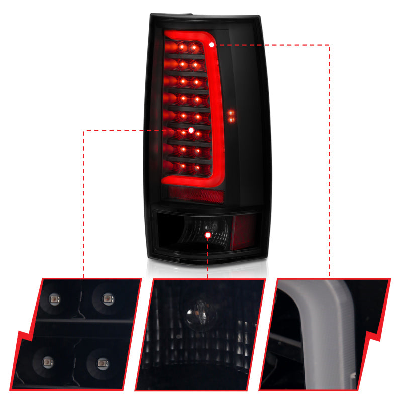 ANZO 2007-2014 Chevy Tahoe LED Taillight Plank Style Black w/Smoke Lens ANZO Tail Lights AXOPROS