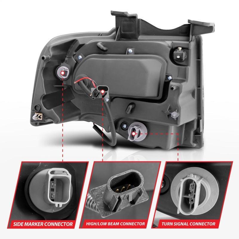 ANZO 2007-2014 Ford Expedition Projector Headlights w/ Halo Black ANZO Headlights AXOPROS