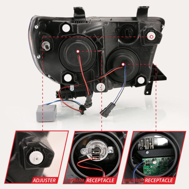 ANZO 2007-2014 Toyota Tundra Projector Light Bar H.L Black Amber(Led High Beam) (Halogen Version) ANZO Headlights AXOPROS