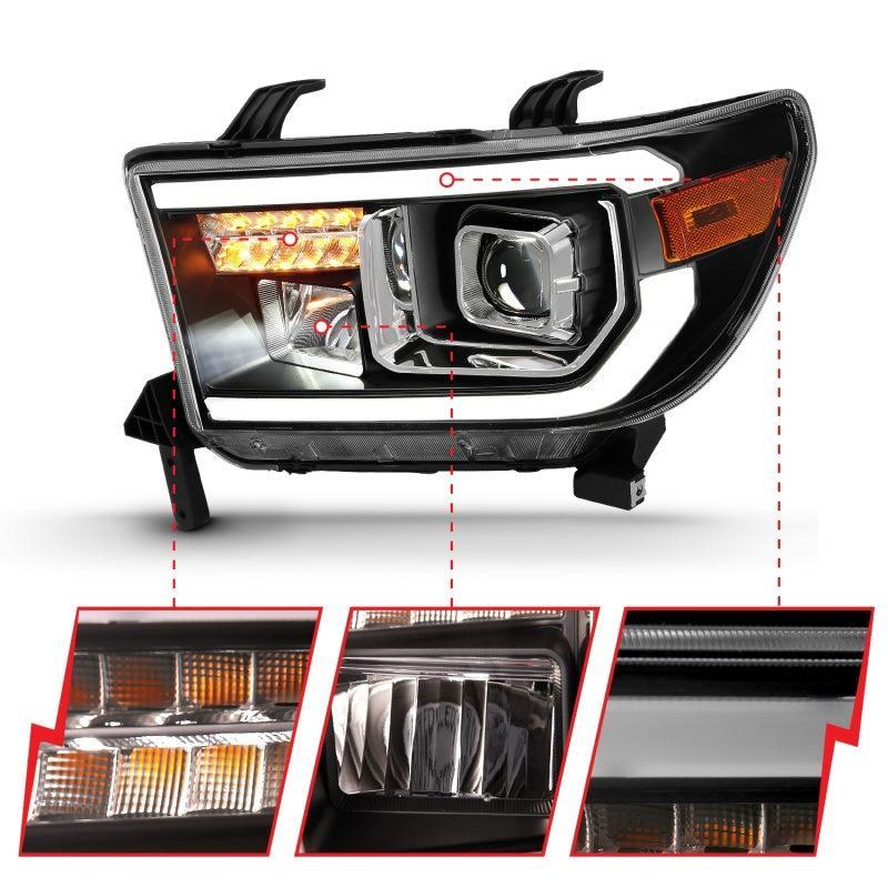ANZO 2007-2014 Toyota Tundra Projector Light Bar H.L Black Amber(Led High Beam) (Halogen Version) ANZO Headlights AXOPROS
