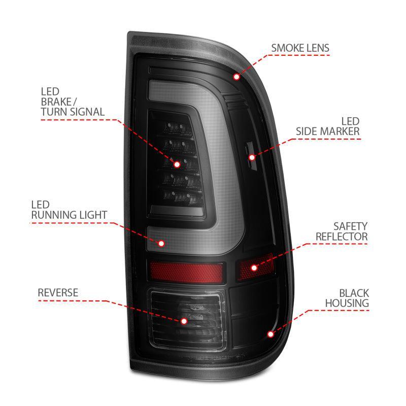 ANZO 2008-2016 Ford  F-250  LED Tail w/ Lights Bar Black Housing Smoke Lens ANZO Headlights  AXOPROS